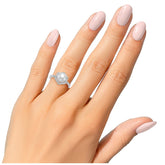 18KT White Gold 0.25ctw Diamond And Cultured Freshwater Pearl Ring 8-8.5mm