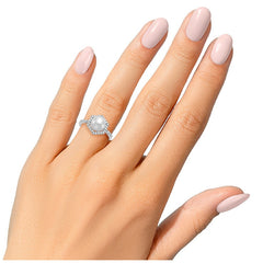 18KT White Gold 0.25ctw Diamond And Cultured Freshwater Pearl Ring 8-8.5mm