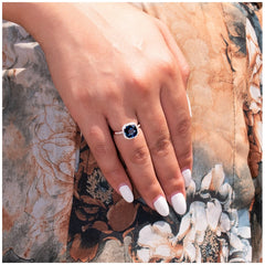 14KT White Gold 0.20ctw London Blue Topaz And Diamond Ring