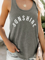 Letter Pattern Scoop Neck Sleeveless Casual Tank Top