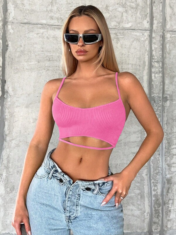 ICON Solid Cut Out Crop Cami Top