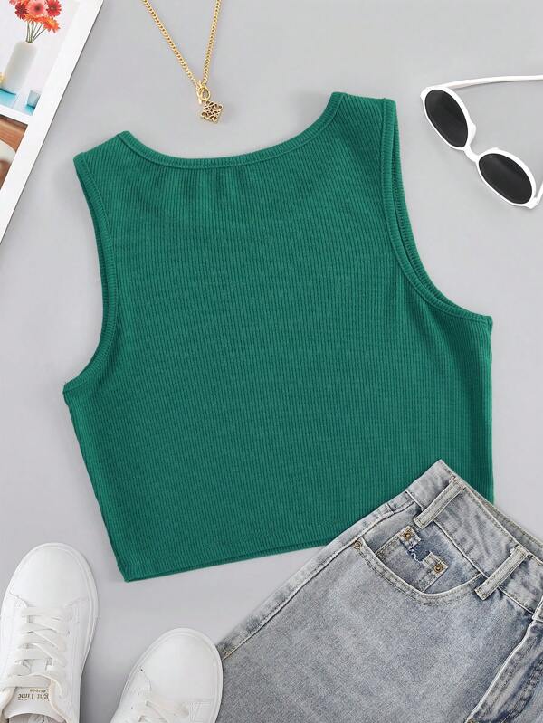 EZwear Solid Ribbed Knit Tank Top