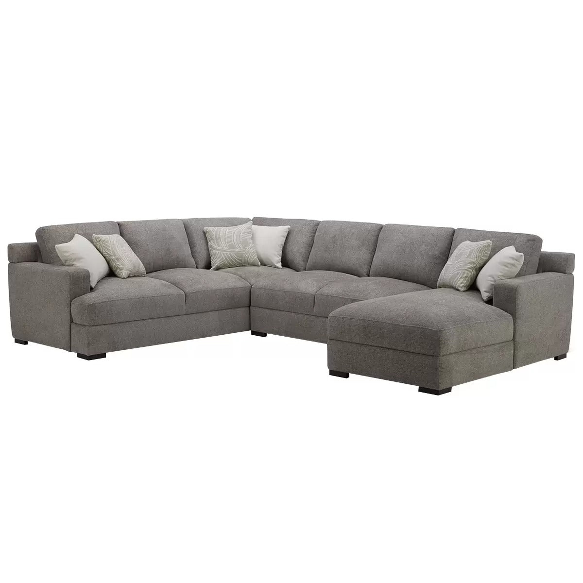 Gilman Creek Fabric Sectional With Ottoman And 6 Pillows 4 Piece