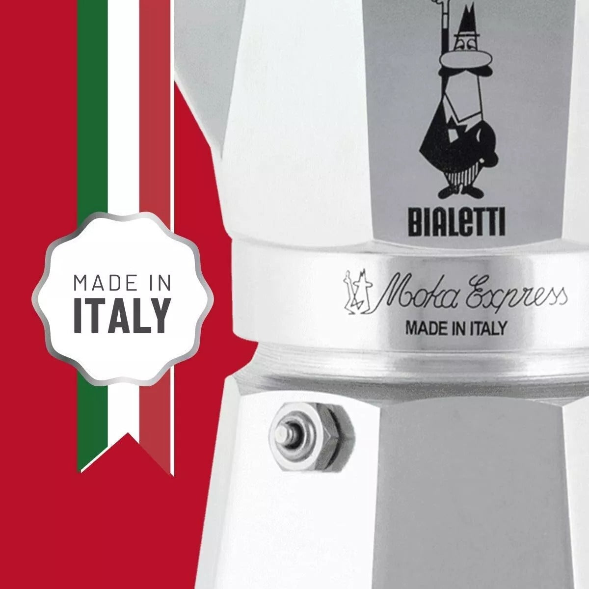 Bialetti Moka Express Stovetop Coffee Maker, 1-18 Cup Aluminum - Made in Italy