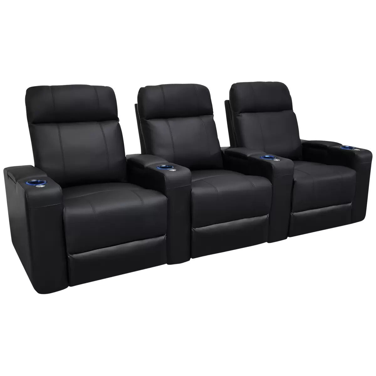 Valencia Piacenza Home Theater Seating Row Of 3 Seats Black