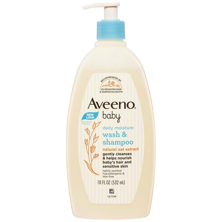 Aveeno Baby Daily Moisture Wash & Shampoo 2 x 532ml. 1 x 236ml