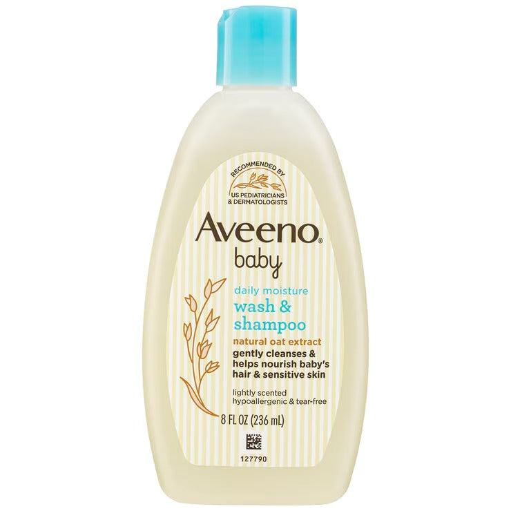 Aveeno Baby Daily Moisture Wash & Shampoo 2 x 532ml. 1 x 236ml