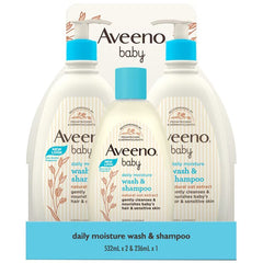 Aveeno Baby Daily Moisture Wash & Shampoo 2 x 532ml. 1 x 236ml