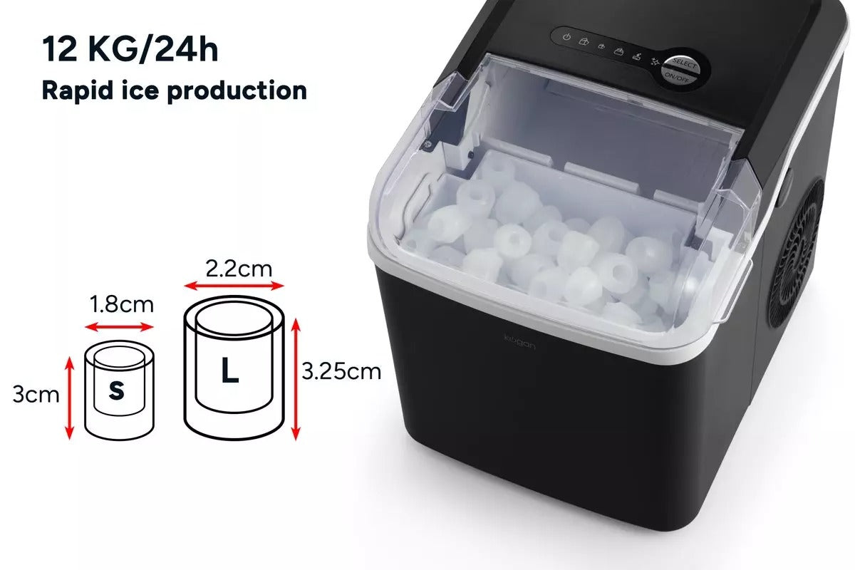 Kogan 12kg Ice Cube Maker with Self-Cleaning (Black), Ice Makers, Appliances