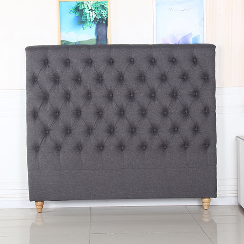 Bed Head Double Size French Provincial Headboard Upholsterd Fabric Charcoal-SA_Rural