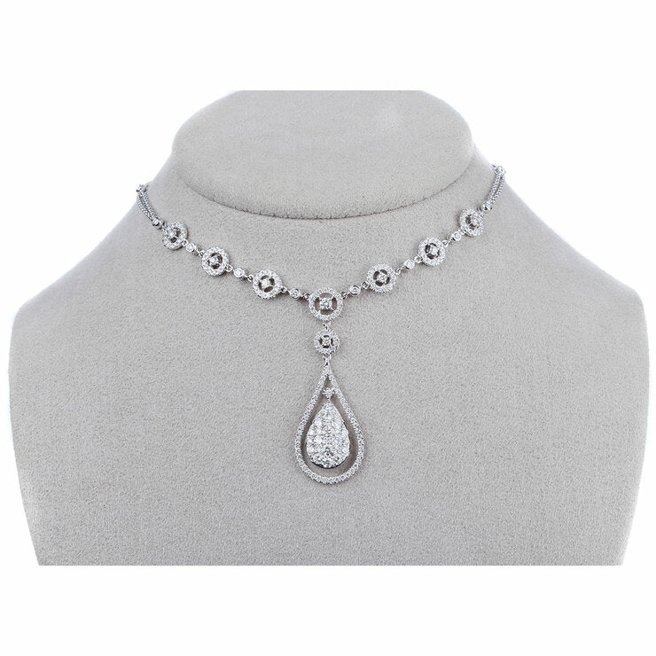 18KT White Gold 2.75ctw Diamond Teardrop Necklace