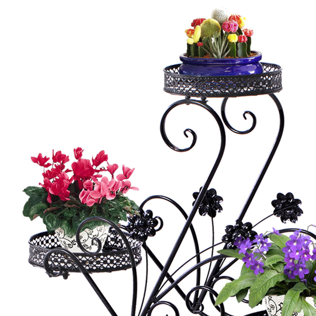 Levede Plant Stand Outdoor Indoor Metal Black