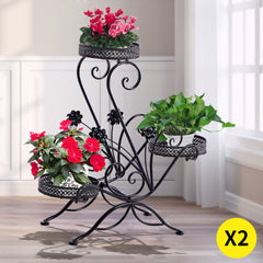 Levede Plant Stand Outdoor Indoor Metal Black