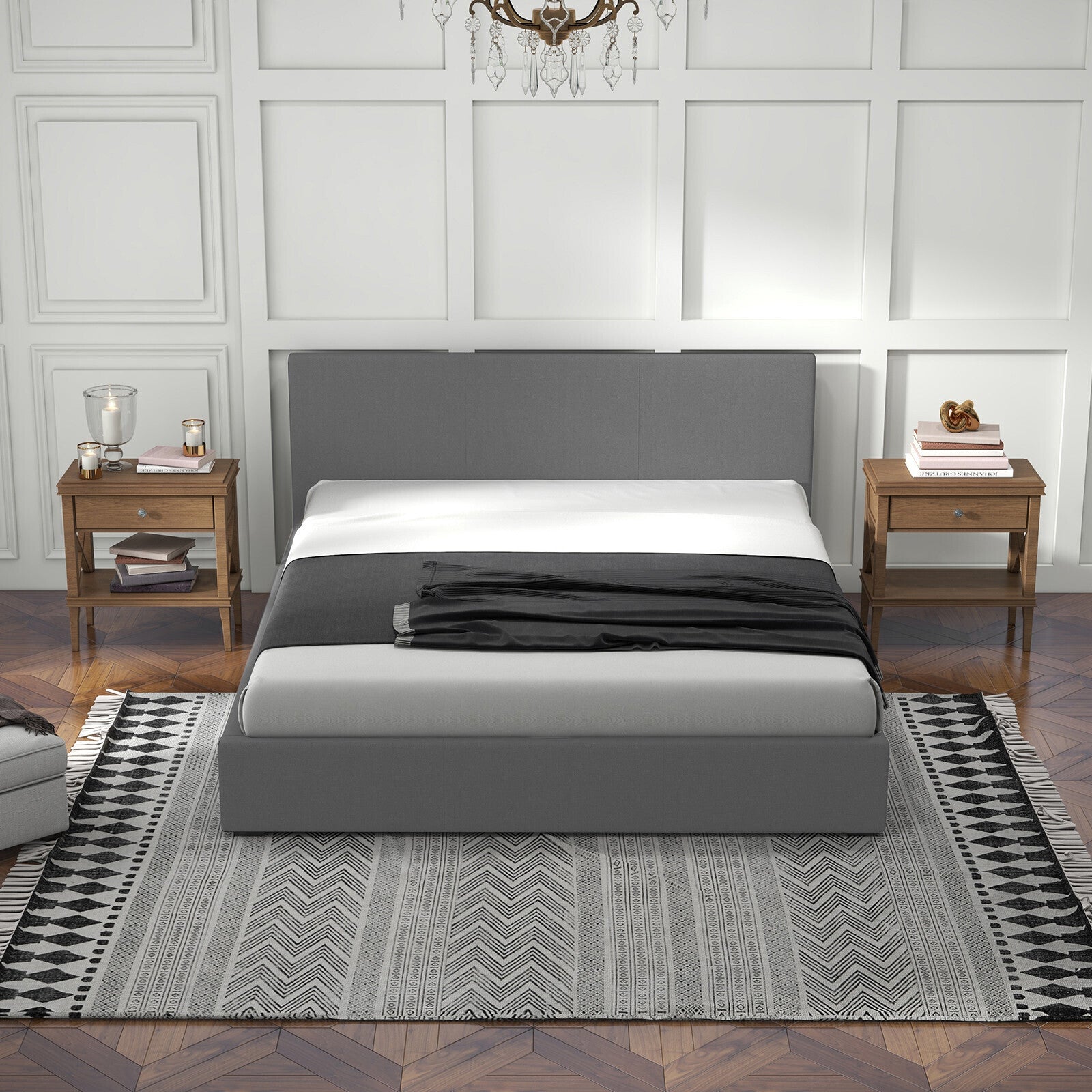 Milano Sienna Luxury Bed with Headboard (Model 2) - Grey No.28 - Double