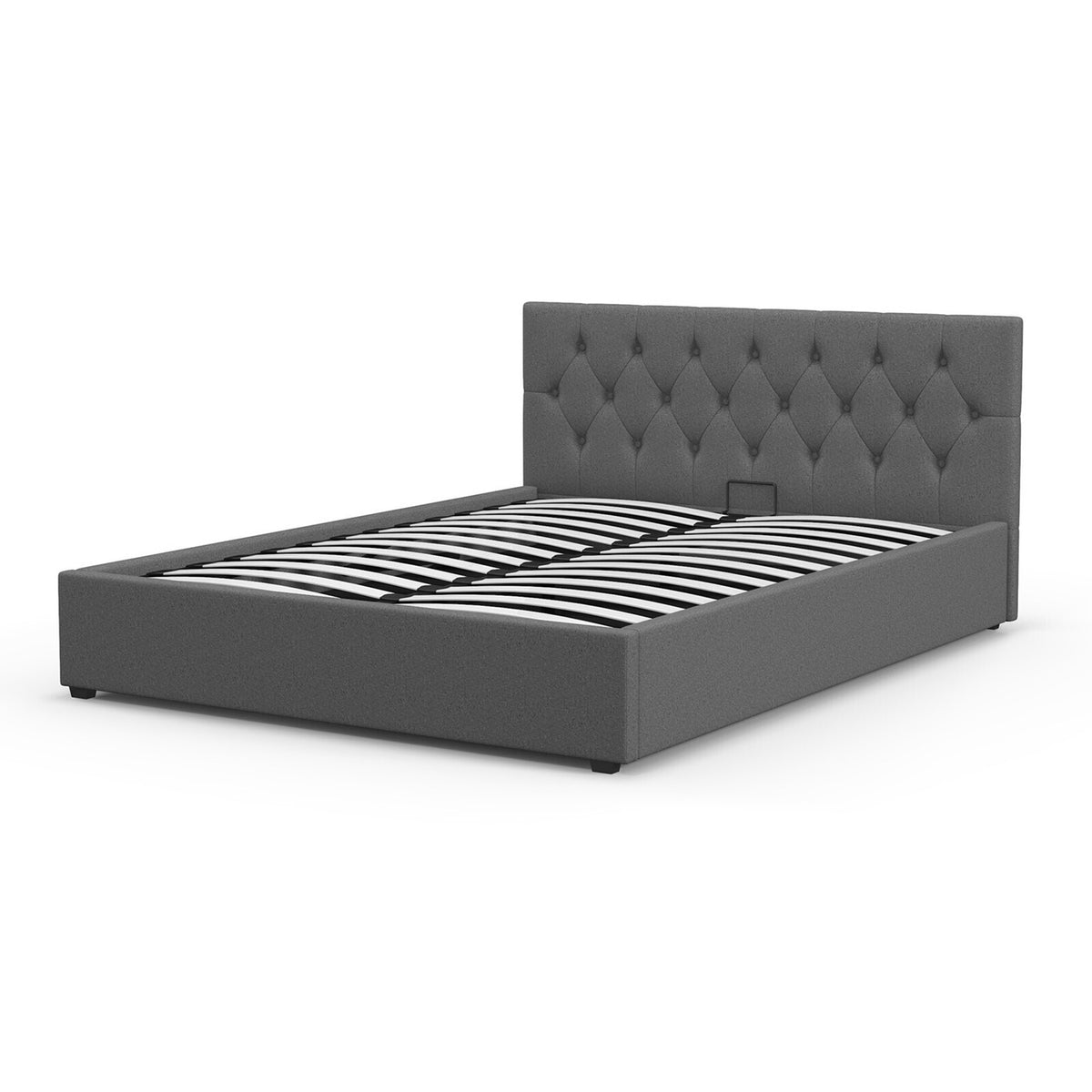 Milano Capri Luxury Gas Lift Bed With Headboard (Model 3) - Grey No.28 - Double