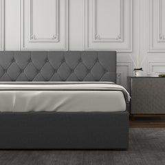 Milano Capri Luxury Gas Lift Bed With Headboard (Model 3) - Grey No.28 - Double