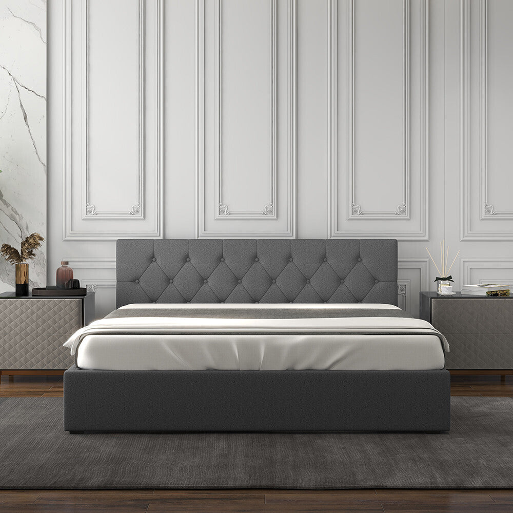 Milano Capri Luxury Gas Lift Bed With Headboard (Model 3) - Grey No.28 - Double