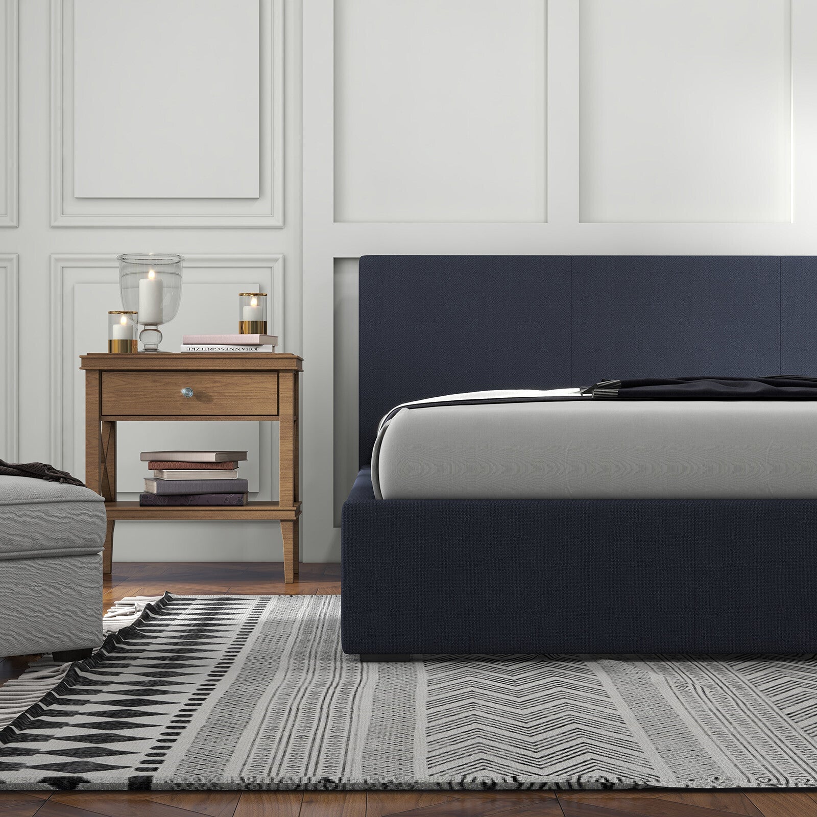 Milano Luxury Gas Lift Bed with Headboard (Model 1) - Charcoal No.35 - King