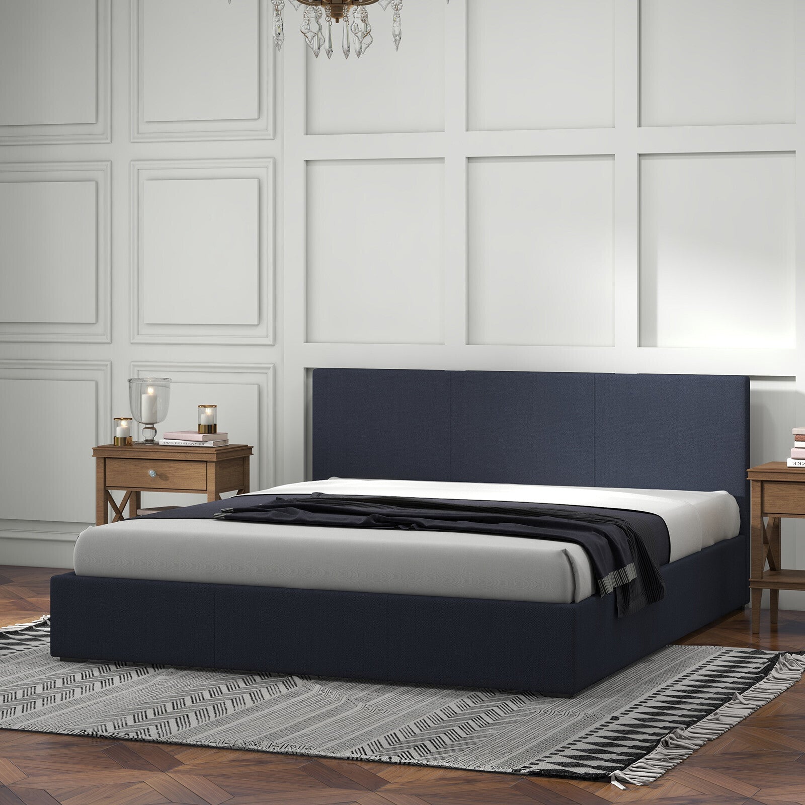 Milano Luxury Gas Lift Bed with Headboard (Model 1) - Charcoal No.35 - King