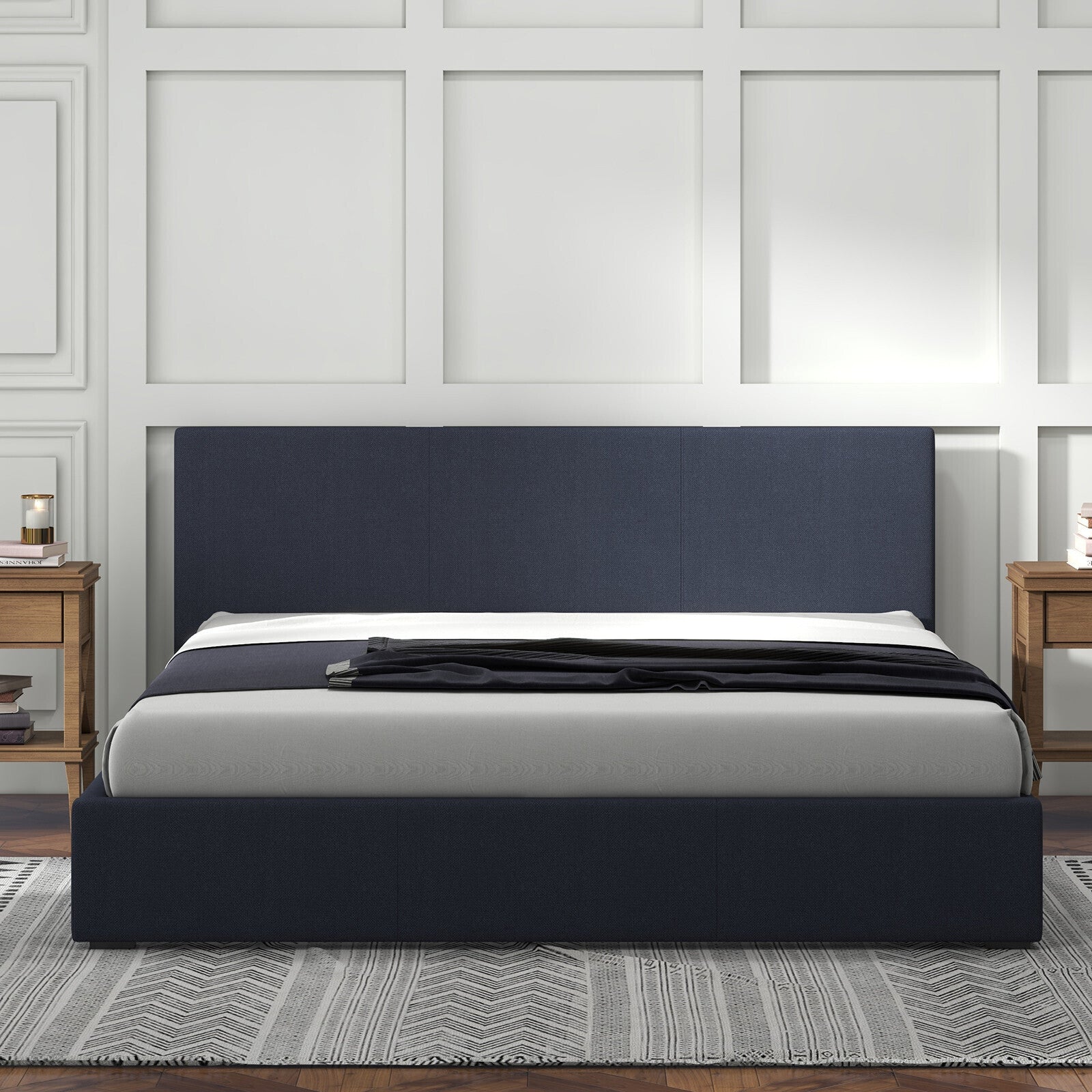 Milano Luxury Gas Lift Bed with Headboard (Model 1) - Charcoal No.35 - King