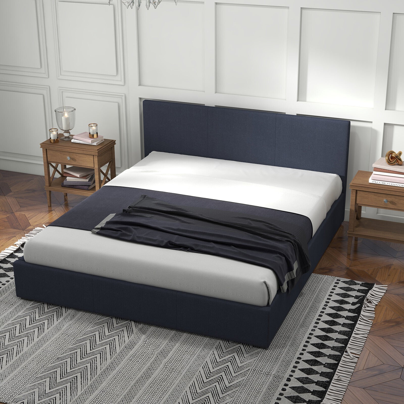 Milano Luxury Gas Lift Bed with Headboard (Model 1) - Charcoal No.35 - King