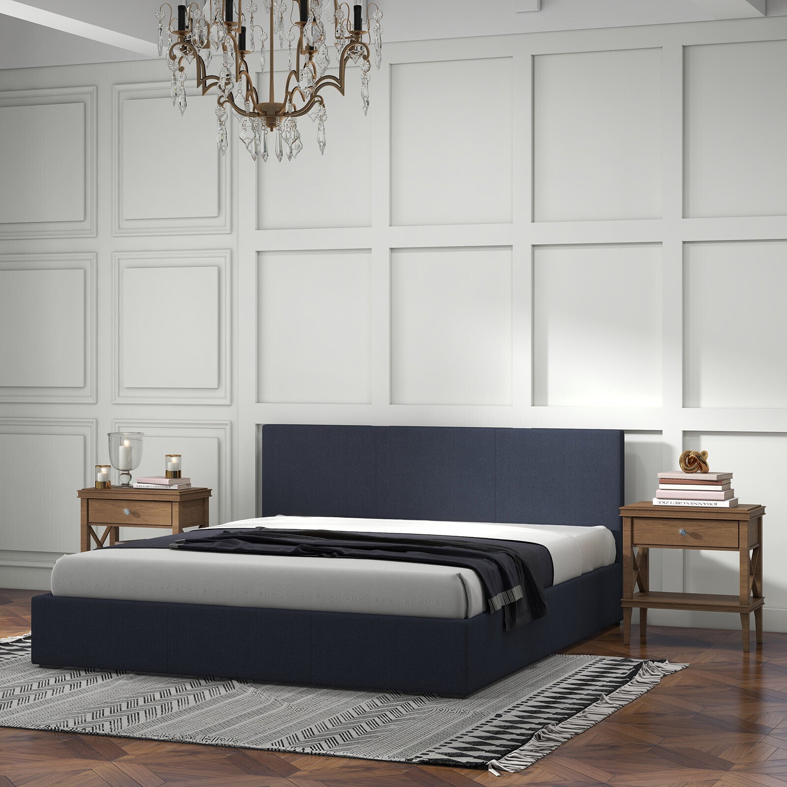 Milano Luxury Gas Lift Bed with Headboard (Model 1) - Charcoal No.35 - King