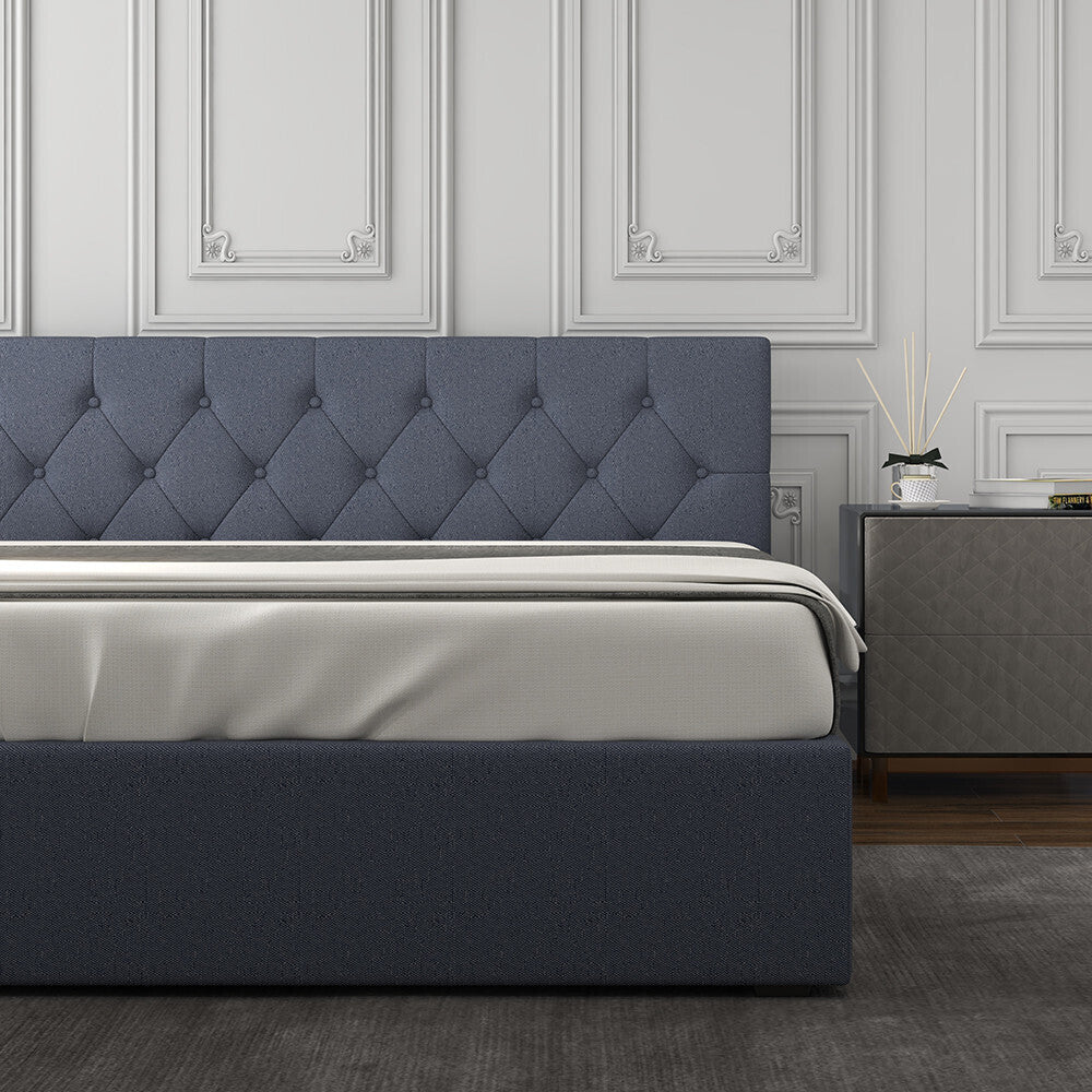 Milano Capri Luxury Gas Lift Bed With Headboard (Model 3) - Charcoal No.35 - King Single