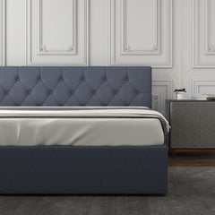 Milano Capri Luxury Gas Lift Bed With Headboard (Model 3) - Charcoal No.35 - King Single