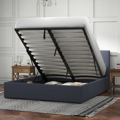 Milano Luxury Gas Lift Bed with Headboard (Model 1) - Charcoal No.35 - Single