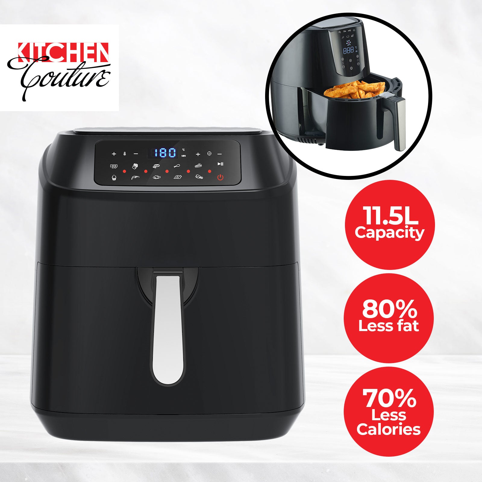 Kitchen Couture Digital 11.5L Air Fryer - Black