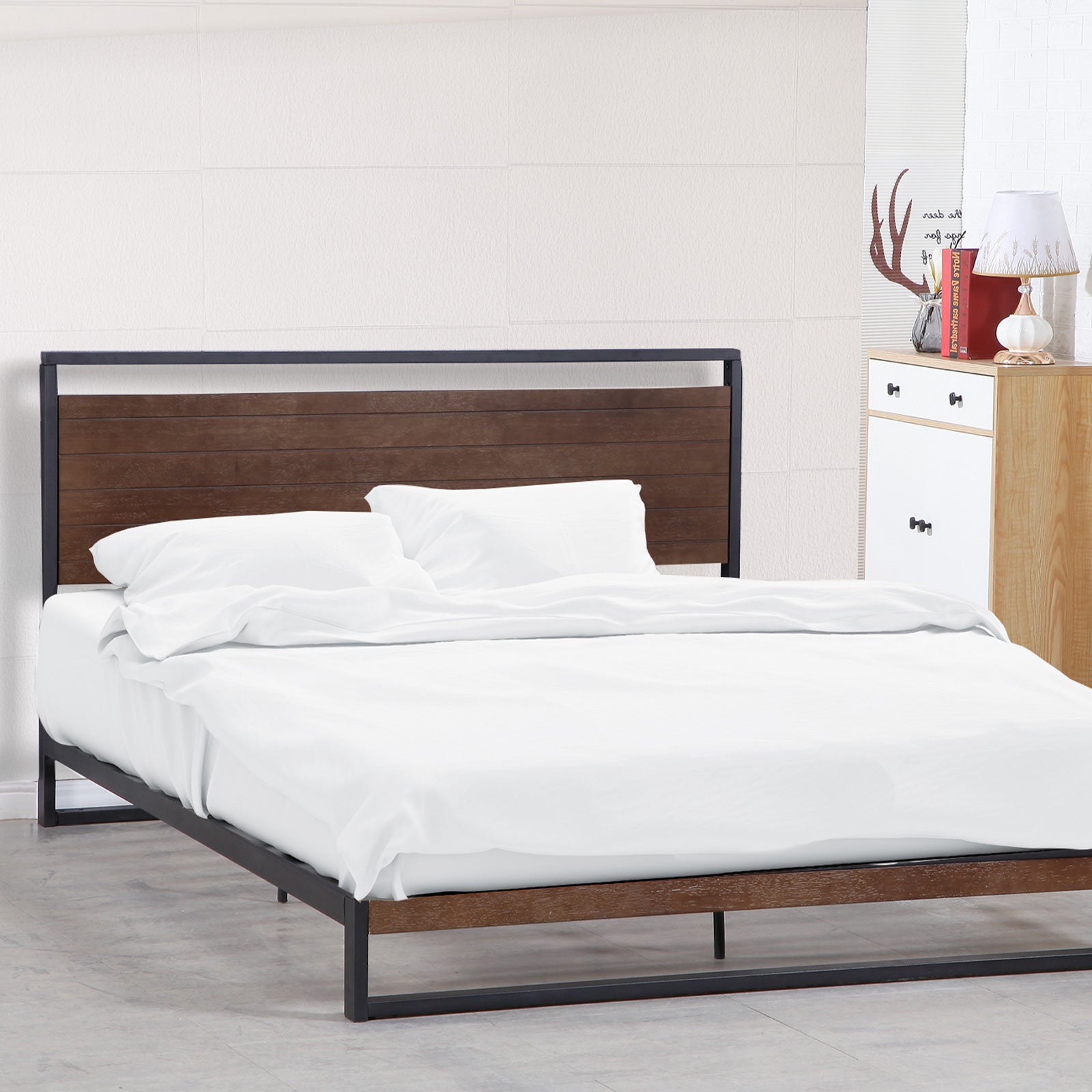 Milano Decor Azure Bed Frame with Headboard ? Black - Single