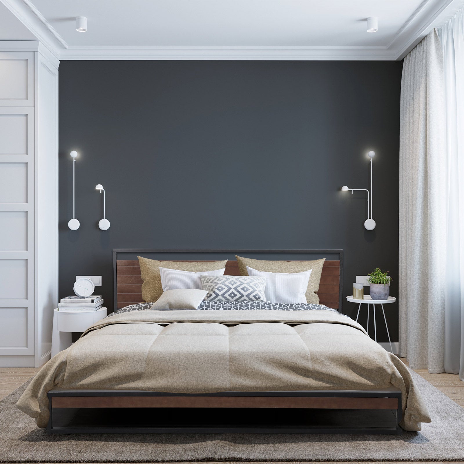 Milano Decor Azure Bed Frame with Headboard ? Black - Single