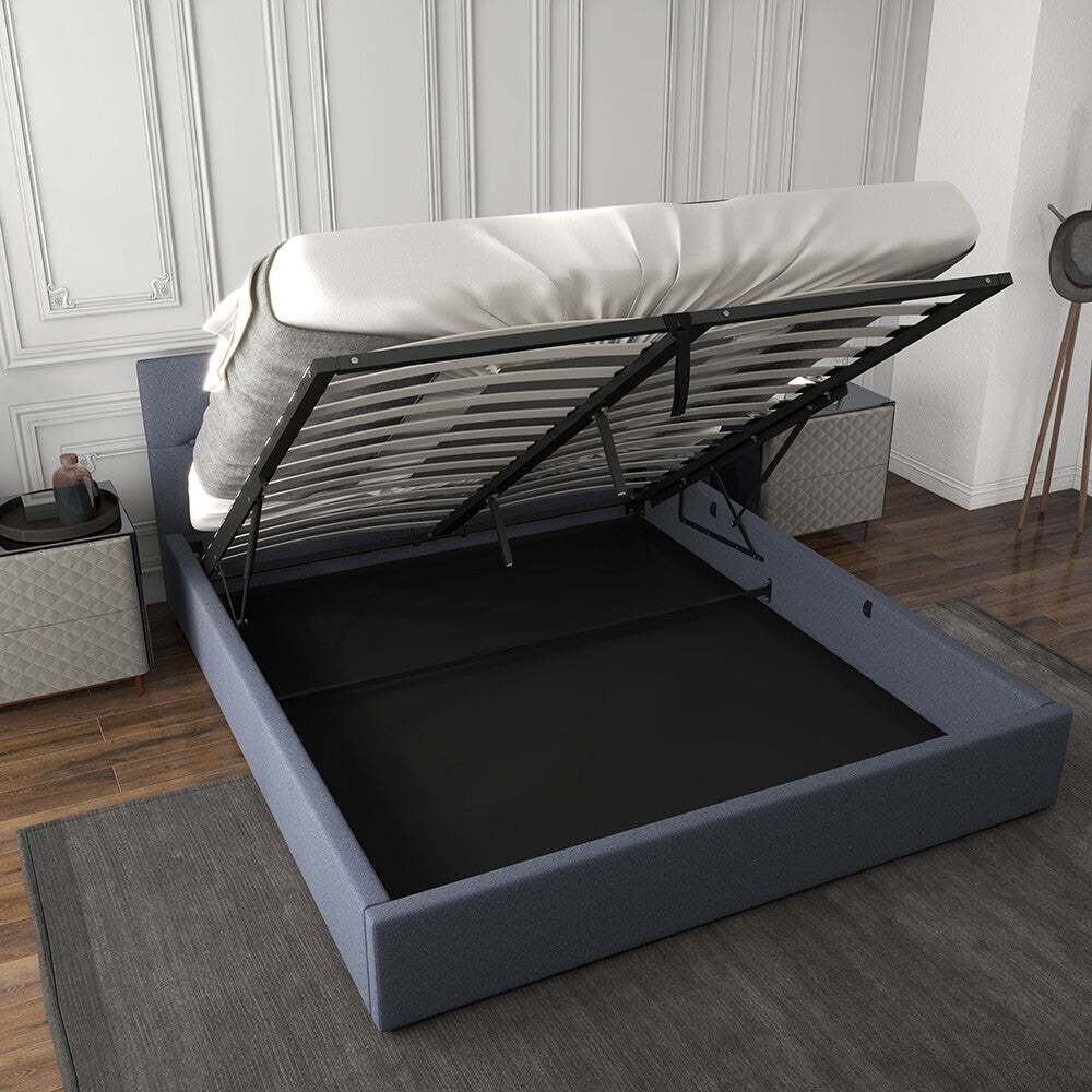 Milano Capri Luxury Gas Lift Bed With Headboard (Model 3) - Charcoal No.35 - Single