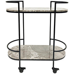 CAFE Lighting & Living Southside Grey Marble Bar Cart Black