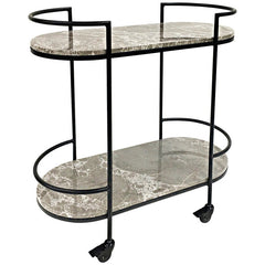 CAFE Lighting & Living Southside Grey Marble Bar Cart Black