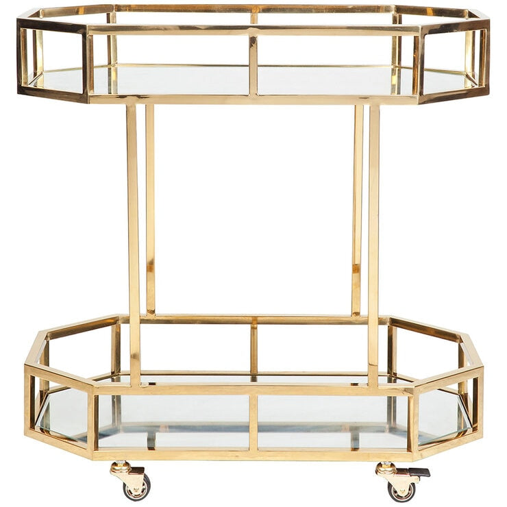 CAFE Lighting & Living Brooklyn Mirrored Bar Cart Gold