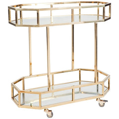 CAFE Lighting & Living Brooklyn Mirrored Bar Cart Gold