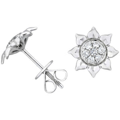 18KT White Gold 0.20ctw Diamond Sunflower Earrings
