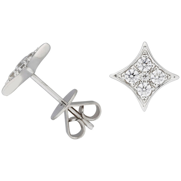 18KT White Gold 0.25ctw Diamond Cushion Shape Earrings