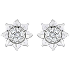 18KT White Gold 0.20ctw Diamond Sunflower Earrings