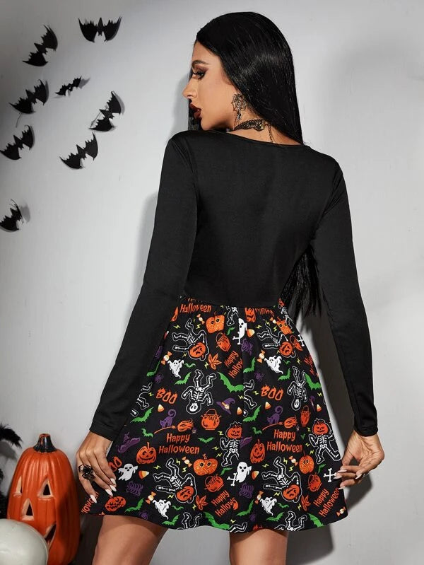Halloween Print A-line Dress