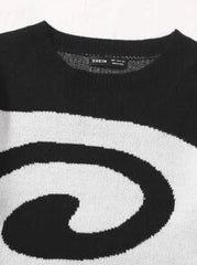 EZwear Grunge Two Tone Drop Shoulder Sweater