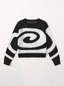 EZwear Grunge Two Tone Drop Shoulder Sweater