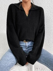 Essnce Solid Drop Shoulder Sweater