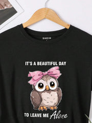 Owl And Slogan Graphic Tee