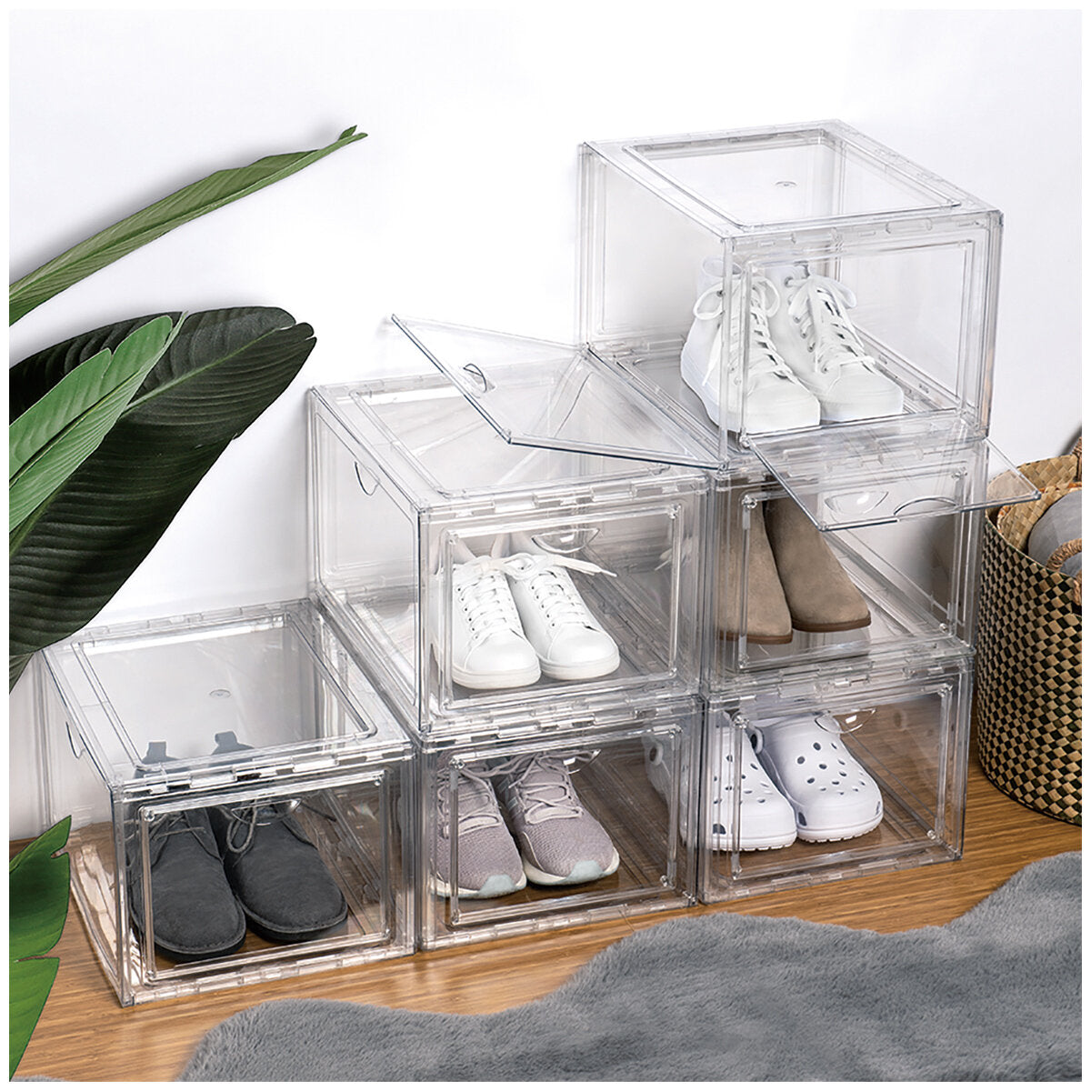 Stackable Shoebox And Organiser 4 Pack