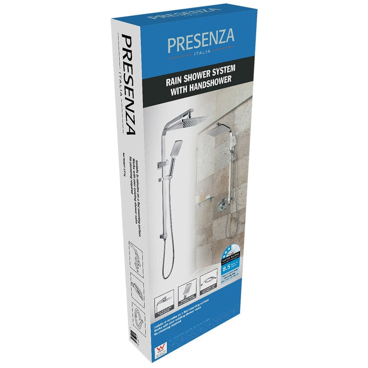 Presenza Chrome Shower Panel With Sliding Adjustable Shower Holder