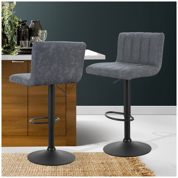 Artiss Gaslift Swivel Bar Stool Grey 2 Pack