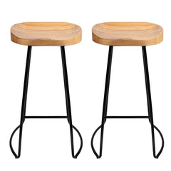 Artiss Vintage Tractor Bar Stool Natural 2 Pack