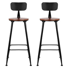 Artiss Vintage Industrial Bar Stool Walnut 2 Pack